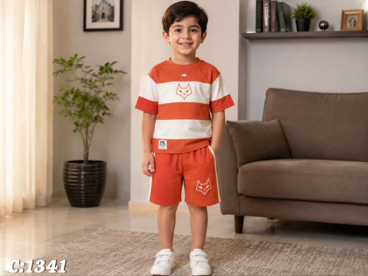 تیشرت شلوارک پسرانه نخ پنبه یک رو